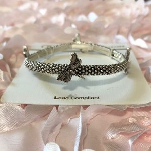 NWT Boutique Silver Tone Dragonfly Bracelet!